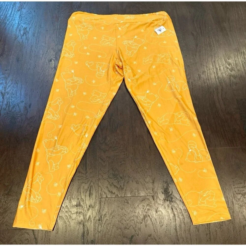 Disney Parks Leggings Winnie The Pooh Honey Bees Yellow Womens Size xl New #36